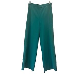 Hunter And Brown  Pants Womens Size L Green Wide Leg Stretch Preppy Comfy NEW